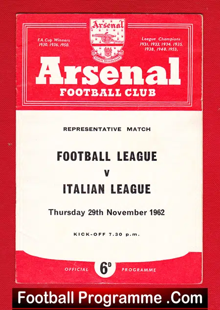 Football League v Italy Football League 1962 – Bobby Moore