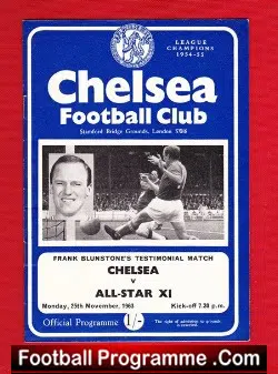 Frank Blunstone Football Testimonial Benefit Match Chelsea 1963 - football programme