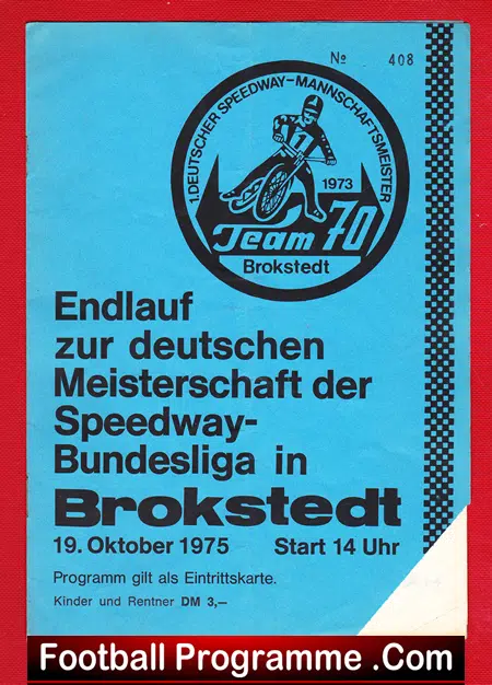 Germany Speedway Programme Bundesliga 1975