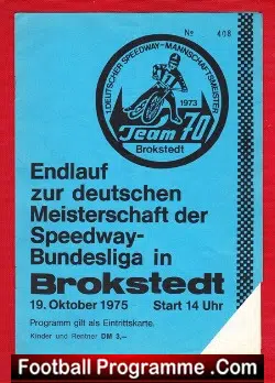 Germany Speedway Programme Bundesliga 1975