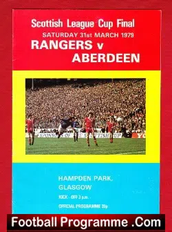 Glasgow Rangers v Aberdeen 1979 Scottish League Cup Final Alex Ferguson