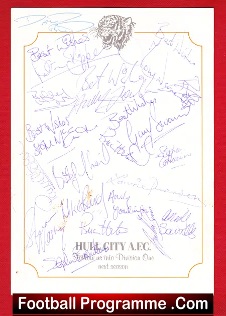 Hull City Celebration Dinner Dance Multi Autographed Signed 1985
