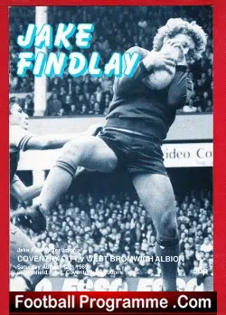 Jake Findlay Testimonial Benefit Match Coventry City 1989 - football programme