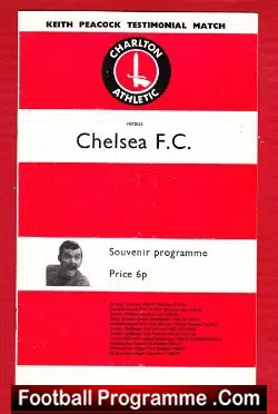 Keith Peacock Testimonial Benefit Match Charlton Athletic 1972 - football programme