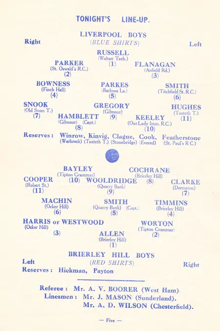 Liverpool Boys v Brierley Hill Boys 1951 - Trophy Final Everton