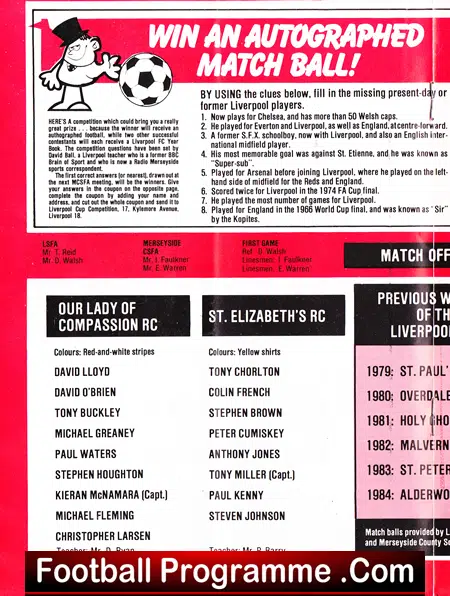 Liverpool Schoolboys Seven a Side - Liverpool Cup 1985