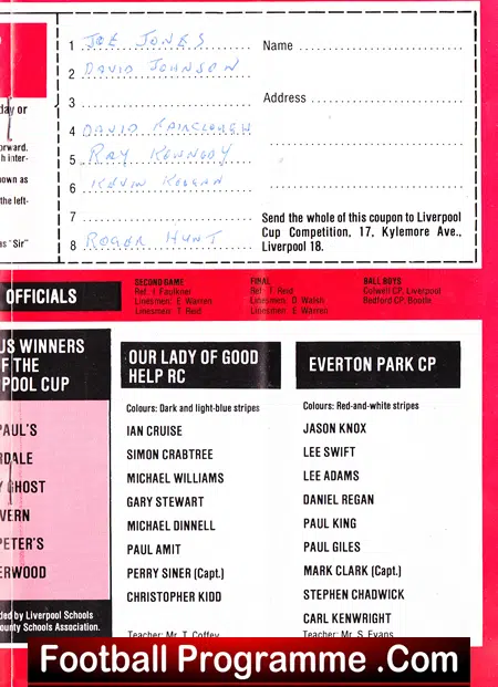 Liverpool Schoolboys Seven a Side - Liverpool Cup 1985