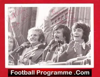Liverpool Tommy Smith + Brian Hall Signed Autographed Pic 1974 - football programme