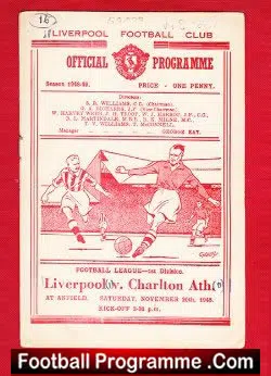 Liverpool v Charlton Athletic 1948 - 40s Football Programme - football programme