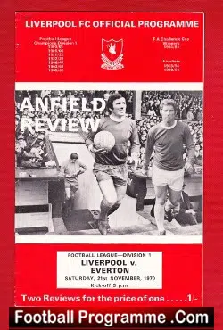 Liverpool v Everton 1970 - football programme
