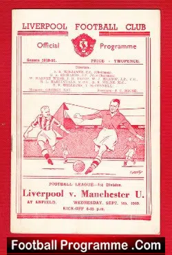 Liverpool v Manchester United 1949 - football programme