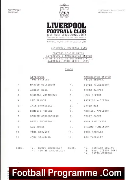 Liverpool v Manchester United 1995 - Reserves