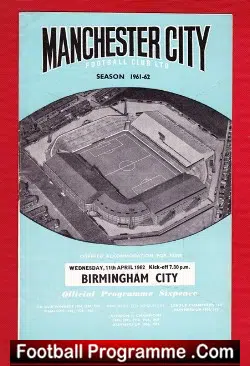 Manchester City v Birmingham City 1962 - football programme