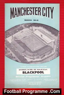 Manchester City v Blackpool 1961 - football programme