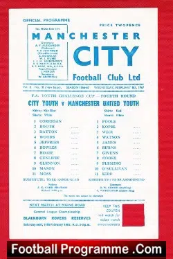 Manchester City v Manchester United 1967 - FA Youth Cup Match - football programme