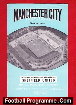 Manchester City v Sheffield United 1962 - football programme