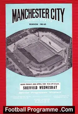 Manchester City v Sheffield Wednesday 1962 - football programme