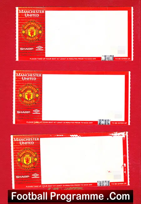 Manchester United Blank Football Tickets Collection 1990s