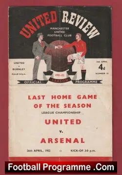 Manchester United v Burnley 1952 - football programme
