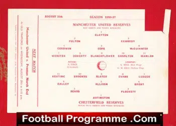 Manchester United v Chesterfield 1956 – Reserves Game + Bobby Charlton