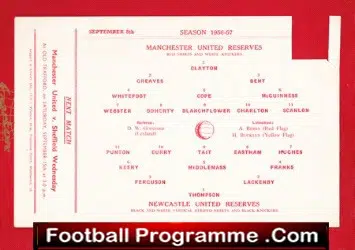 Manchester United v Newcastle United 1956 – Reserves Match + Bobby Charlton