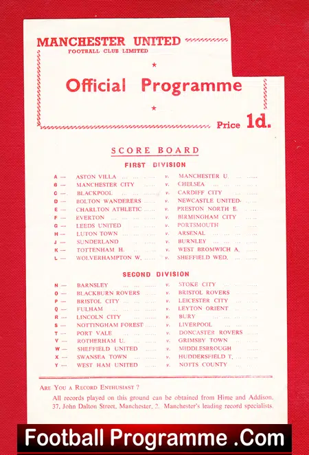 Manchester United v Sheffield United 1956 – Reserves Match