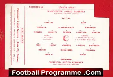 Manchester United v Sheffield United 1956 – Reserves Match