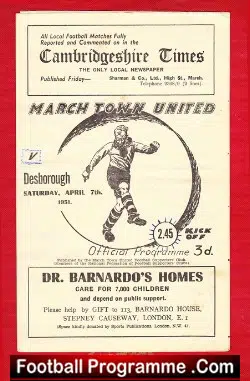 March Town United v Desborough 1951 - Priced to clear - football programme