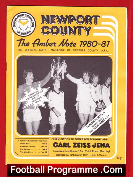 Newport County v Carl Zeiss Jena 1981 – ECWC