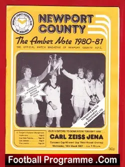 Newport County v Carl Zeiss Jena 1981 – ECWC