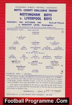Nottingham Boys v Liverpool Boys 1965 – Final at Meadow Lane