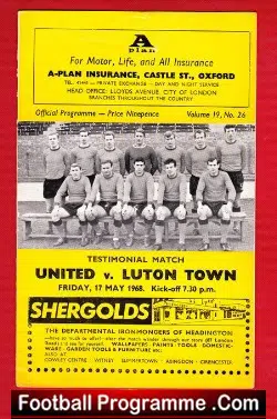 Oxford United v Luton Town 1968 - Testimonial Benefit Game - football programme