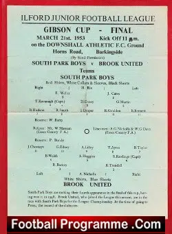 South Park Boys v Brook United 1953 – Gibson Cup Final
