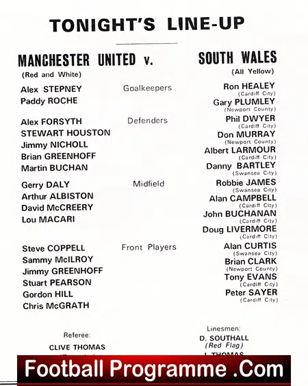 South Wales v Manchester United 1976 – Newport County + Article
