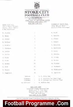 Stoke City v Manchester United 1995 - Reserves - football programme