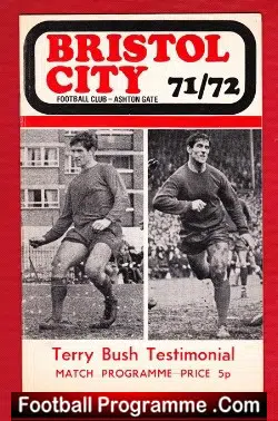 Terry Bush Testimonial Benefit Match Bristol City 1971 - football programme