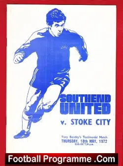 Tony Bentley Football Testimonial Game Southend United 1972 - football programme