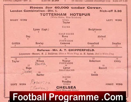 Tottenham Hotspur v Chelsea 1931 - 1930s Football Programme