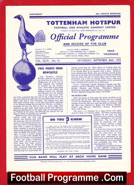 Tottenham Hotspur v Manchester United 1953