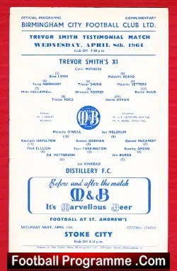 Trevor Smith Testimonial Benefit Game Birmingham City 1964 - football programme