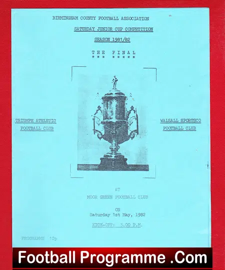 Triumph Athletic v Walsall Sportsco 1982 – Junior Cup Final