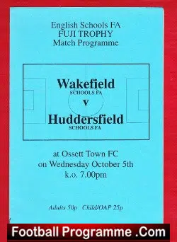 Wakefield v Huddersfield 1980s - English Schoolboys Match Ossett - rugby programme
