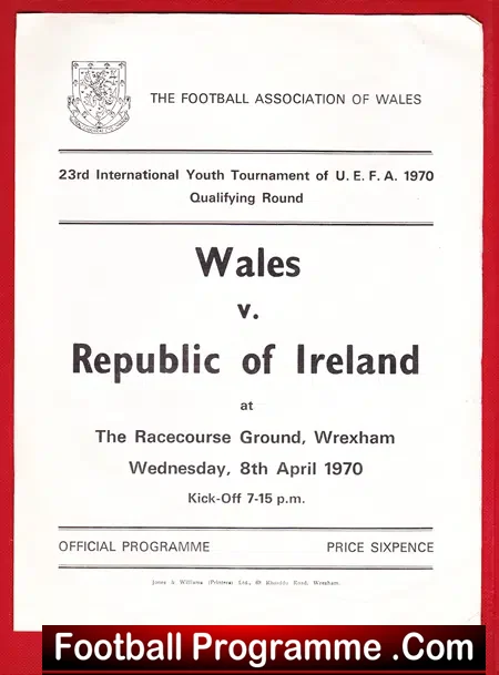 Wales v Ireland 1970 – Under 23 International U23 Wrexham