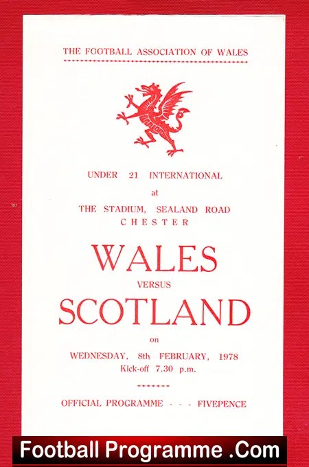 Wales v Scotland 1978 – Under 21 International U21 – Chester