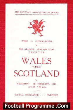Wales v Scotland 1978 – Under 21 International U21 – Chester