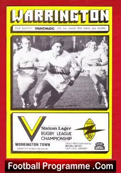 Warrington Rugby v Workington Town 1984 – League Championship