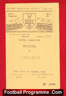 Watford v Chelsea 1962 - Football Combination Match - football programme