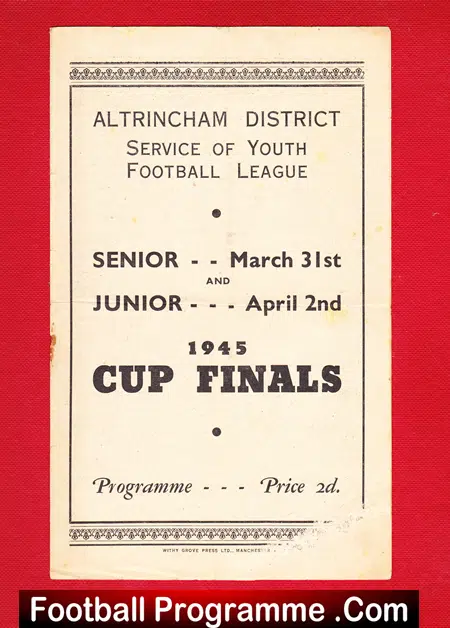 Wellington Road A v Bowdon 1945 – Altrincham Youth Cup Final