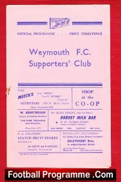 Weymouth v Chippenham Town 1956 - football programme