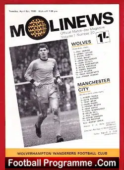 Wolves Wolverhampton v Manchester City 1969 - football programme